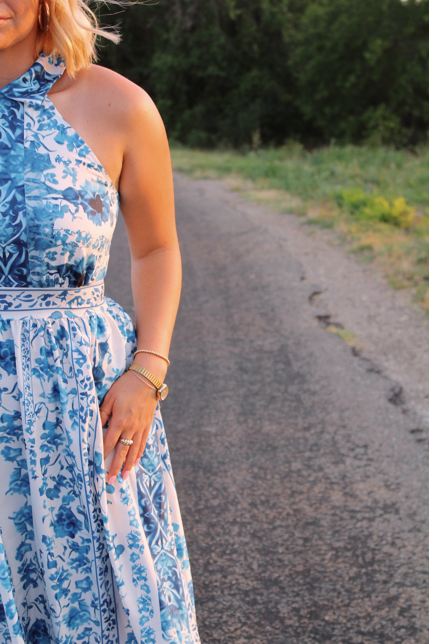 Hamptons High Neck Blue Maxi Dress